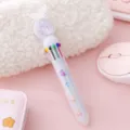 Cute 10-color multi ballpoint pen with glitter butterfly top and fresh student stationery. - White Butterfly