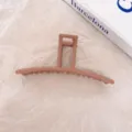 Large matte nude hair claw clip, minimalist curved design shark clip for thick hair styling. - Curved Bar (Approx 13.5cm) / Matte Bean Paste