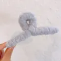 Plush hair claw clip, fluffy grey shark clip, sweet winter hair accessory for daily use. - 13cm / Gray