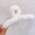 Fluffy white hair claw clip plush cross hair catch stylish winter hair accessories for women - 13cm / White