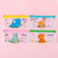 B6 Süßes Cartoon Gitter Klares PVC Federmäppchen Reißverschluss Tasche Schreibwaren - Tierwelt / B6