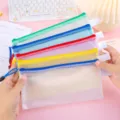 A6 transparent mesh zipper document bags, waterproof stationery and bill storage bags for students. - A6 Single Price (Size: 19.5*14cm) / Random