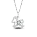 S925 Sterling Silber Moissanit Schaukelpferd Anhänger Halskette für Damen Elegantes Schmuck Hauptbild - 0,5 Karat Moissanit / Weißgold