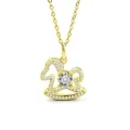 S925 Silber Moissanite Schaukelpferd Halskette Vergoldet Anhanger Luxus Damenschmuck - 0,5 Karat Moissanit / Goldton