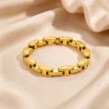 Gold 18k plated titanium steel chain bracelet, stylish hip hop link design for men daily wear. - Smooth Style (1) / Gold