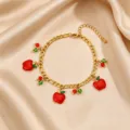 Gold stainless steel apple charm bracelet for women cute fruit jewelry gift elegant design - Apple Pendant Style / Gold