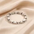 Stylish titanium steel chain bracelet for men, modern hip-hop design, durable and anti-fade. - Plain Style (2) / Silver