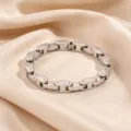 Titanium steel chain bracelet silver color anchor link design minimalist jewelry for men style - Striped Style (5)