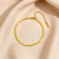 Minimalist gold stainless steel herringbone chain bracelet, sleek fashion jewelry for women. - 3mm Blade Chain / Gold