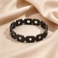 Black Titanium Steel Chain Bracelet for Men Hip Hop Geometric Link Wristband Style Variant - Hollow Cube Style (10)