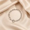 Stainless Steel U-Shape Link Chain Bracelet with OT Clasps Silver Finish Chic Jewelry for Women - Silver Horseshoe U Link Chain (9)