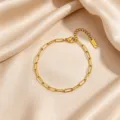 Minimalist gold stainless steel paperclip chain bracelet, elegant everyday wrist jewelry for women. - 4mm Paperclip Chain / Gold