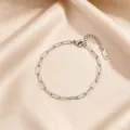 Minimalist stainless steel paperclip chain bracelet for women, stylish versatile silver jewelry. - 4mm Paperclip Chain / Silver