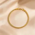 Gold stainless steel round snake chain bracelet, minimalist fashion women wrist jewelry. - 4mm Round Snake Chain / Gold