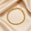 Gold twisted rope chain bracelet for women minimalist stainless steel fashion jewelry item - 4mm Fine Rope Chain / Gold