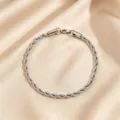 Classic stainless steel rope chain bracelet for women, minimalist fashion jewelry design. - 4mm Fine Rope Chain / Silver