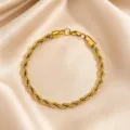 Gold stainless steel rope chain bracelet for women minimalist fashion titanium steel jewelry - 5mm Twisted Rope Chain / Gold