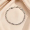 Minimalist stainless steel rope chain bracelet for women fashion versatile silver jewelry - 5mm Twisted Rope Chain / Silver