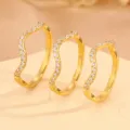 Stunning 18K gold plated titanium steel wavy rhinestone rings for women fashion jewelry. - Size 6 / Wave Line Rhinestone Ring