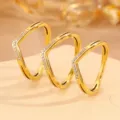 European and American style geometric paved diamond ring, 18k gold plated titanium steel fashion jewelry - Size 6 / Heart Crown Rhinestone Ring