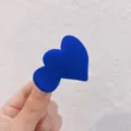 Blue flocked heart hair clip, soft texture stylish hair accessory variant for women daily look. - Heart Deep Blue