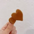 Brown flocked heart hair clip, soft touch sweet style fashion accessory for daily use. - Heart Camel