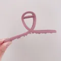 Matte pink geometric hair claw clip, stylish metal hair catcher for women and girls daily styling. - Cross Geometric (Approx 14cm) / Pink Frosted