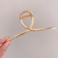 Gold metal hair claw clip for women, elegant geometric hair accessory for thick hair styling. - Cross Geometric (Approx 14cm) / Gold Metallic