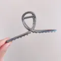Silver metal hair claw clip for women, sleek curved loop design, elegant hair accessory. - Cross Geometric (Approx 14cm) / Bright Gray