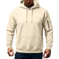 Sudadera con Capucha de Forro Polar para Hombre de Invierno con Bolsillo Beige L Nuevo - S / Albaricoque