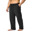 Men casual athletic pants black loose fit drawstring trousers comfortable sportswear long pants - S / Black