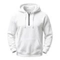 Men's loose half-zip hooded sweatshirt with raglan sleeves, front pocket and sleeve detail. - S / White