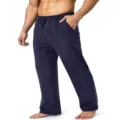 Men casual loose sweatpants active sports fitness running trousers with drawstring pockets. - S / Navy Blue