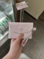 Porte-monnaie à pois rose avec lanière de perles, joli porte-cartes et mini sac de rangement. - Porte-cartes à pois rose tendre - sac uniquement