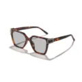Gafas de sol cuadradas carey de moda con patillas de diamantes de imitación brillantes para todos. - Montura Carey Lente Gris Claro