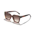Gafas de sol cuadradas carey con diamantes de imitación y lentes degradadas UV400. - Montura de Carey Lente Degradado Té