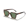 Elegantes gafas de sol cuadradas carey con patillas de pedrería y lentes verdes para mujer. - Montura con estampado floral G15