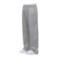 Primo piano dettagliato dei pantaloni della tuta grigi con vita elastica e zip. - Taglia S / Grigio chiaro