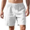 Heren witte linnen strandshorts casual losse zomer ademende comfortabele broek mode. - S / Wit