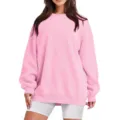 Sweat-shirt oversize rose à col rond, vue détaillée montrant un tissu doux et confortable. - Sweatshirt à col rond rose