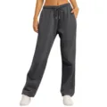 Détail de pantalon de survêtement gris foncé avec taille élastique à cordon et poches. - Gris foncé