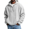 Men grey waffle knit quarter zip hoodie casual stylish sweatshirt top for autumn. - S / Tops / White
