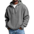 Men Waffle Knit Quarter Zip Hoodie Casual Long Sleeve Pullover Sweatshirt Gray Variant - S / Tops / Gray