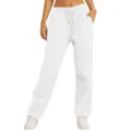 Vue détaillée du pantalon de survêtement blanc décontracté avec taille élastique à cordon. - S / Bas / Blanc