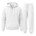 Effen witte trainingspak set met kwart-ritssluiting capuchonhoodie en bijpassende broek. - M / Boven En Onder / Wit