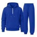 Detail view of royal blue zip hoodie and sweatpants set, comfortable casual wear. - Sapphire Blue