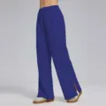 Pantalón de chándal ancho y cómodo con abertura lateral, estilo casual ideal para hombres y mujeres. - Azul