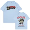 Camiseta gráfica vintage azul claro con estampado de dibujos animados para pareja casual. - S / Tops / Azul claro