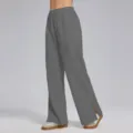 Pantalón de chándal gris con abertura dobladillo cordón cintura alta mujer sport. - Gris oscuro