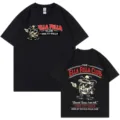 Camiseta negra de manga corta con estampado gráfico vintage para hombres y mujeres casual. - S / Negro
